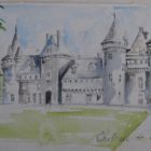Aquarelle du chateau de Sully sur Loire